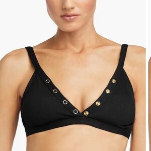 Robin Piccone Black Amy Triangle Bikini Top Sz Medium